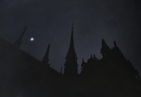 Moon, Notre Dame, 2000, Gelatin silver print with applied oil paint