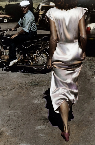 Silk Dress Coming, 1982 painted 2011, Gelatin silver print with applied oil paint